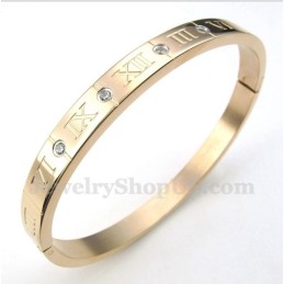 Bracciale Da Uomo In Titanio Con Diamanti E Numeri Romani In Oro Rosa