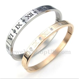 Bracciale Da Coppia In Titanio Con Diamanti E Numeri Romani (Un Paio)