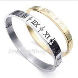 Bracciale Da Coppia In Titanio Con Diamanti E Numeri Romani (Un Paio)