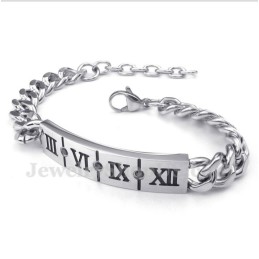 Bracciale Da Uomo In Titanio Con Numeri Romani E Diamanti