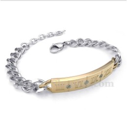 Bracciale Da Coppia In Titanio Con Numeri Romani E Diamanti (Un Paio)