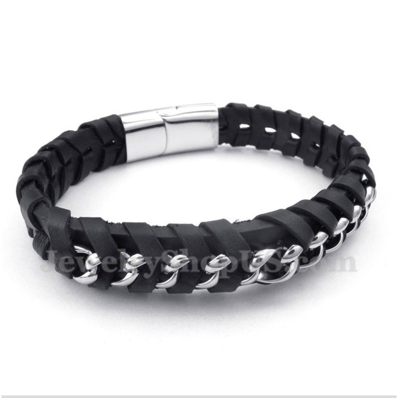 Bracciale In Pelle Di Titanio Da Uomo Bracciale In Pelle Di Titanio Da Uomo