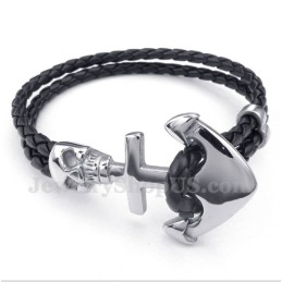 Bracciale Da Uomo In Pelle E Titanio Con Ancora