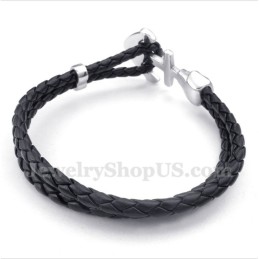 Bracciale Da Uomo In Pelle E Titanio Con Ancora