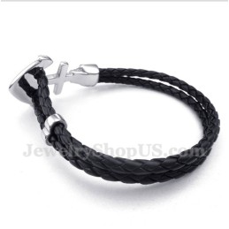 Bracciale Da Uomo In Pelle E Titanio Con Ancora