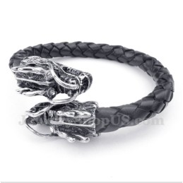 Bracciale In Pelle Da Uomo Con Testa Di Drago Cinese