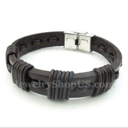 Bracciale In Titanio E Pelle Da Uomo