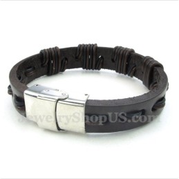 Bracciale In Titanio E Pelle Da Uomo