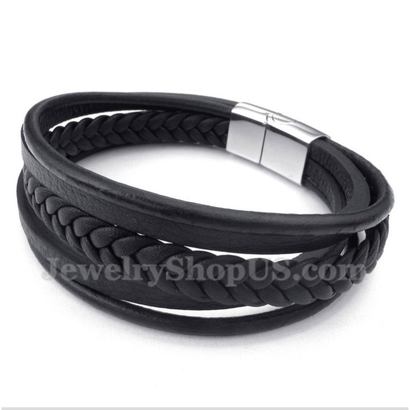 Bracciale In Titanio E Pelle Da Uomo Bracciale In Titanio E Pelle Da Uomo