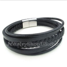 Bracciale In Titanio E Pelle Da Uomo