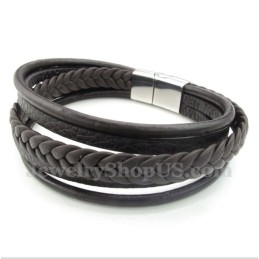 Bracciale In Titanio E Pelle Da Uomo