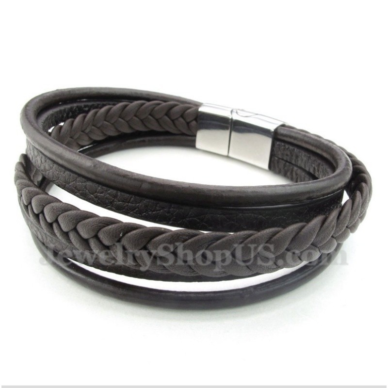 Bracciale In Titanio E Pelle Da Uomo Bracciale In Titanio E Pelle Da Uomo