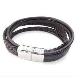 Bracciale In Titanio E Pelle Da Uomo