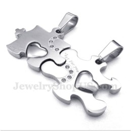 Ciondolo In Titanio A Forma Di Puzzle Per Coppia Con Catena Gratuita (Un Paio)