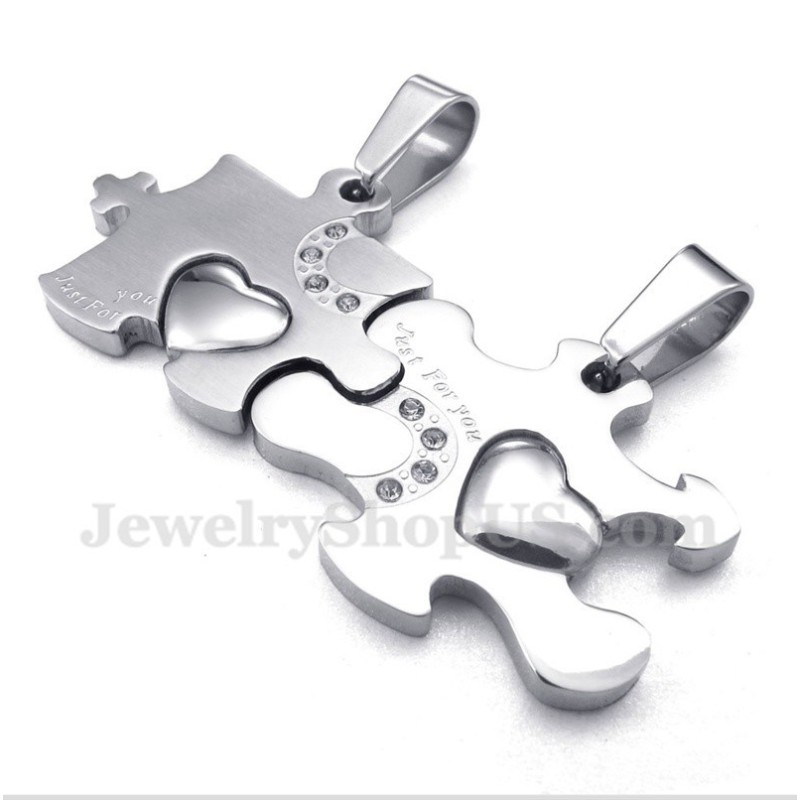 Ciondolo In Titanio A Forma Di Puzzle Per Coppia Con Catena Gratuita (Un Paio) Ciondolo In Titanio A Forma Di Puzzle Per Coppia Con Catena Gratuita (Un Paio)