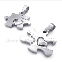 Ciondolo In Titanio A Forma Di Puzzle Per Coppia Con Catena Gratuita (Un Paio)