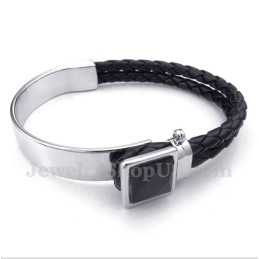 Bracciale In Titanio E Pelle Da Uomo