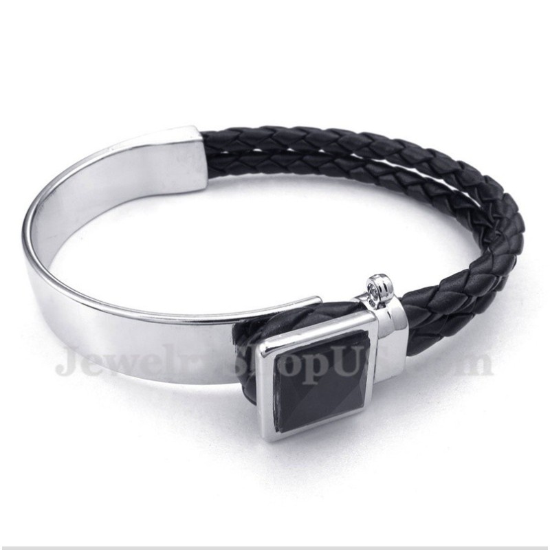 Bracciale In Titanio E Pelle Da Uomo Bracciale In Titanio E Pelle Da Uomo