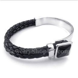 Bracciale In Titanio E Pelle Da Uomo