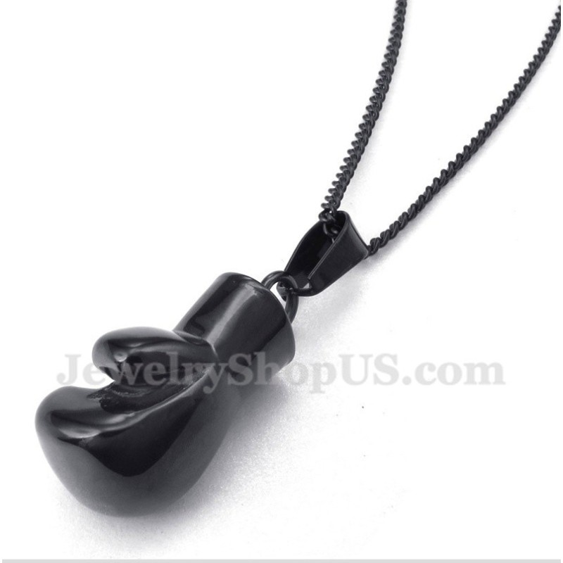 Ciondolo Da Uomo A Forma Di Guantone Da Boxe In Titanio Nero Con Catena Gratuita Ciondolo Da Uomo A Forma Di Guantone Da Boxe In Titanio Nero Con Catena Gratuita
