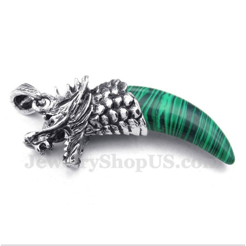 Ciondolo Da Uomo In Titanio E Malachite Con Corna Di Lupo E Catena Gratuita Ciondolo Da Uomo In Titanio E Malachite Con Corna Di Lupo E Catena Gratuita