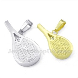 Ciondolo Per Coppia Con Racchette Da Tennis In Titanio E Piuma, Con Catena Gratuita (Un Paio)