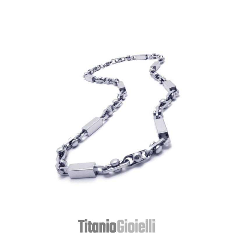 Collana Cubica In Titanio E Argento Da 21,9 Pollici