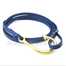 Bracciale In Titanio Con Ganci In Pelle Da Uomo