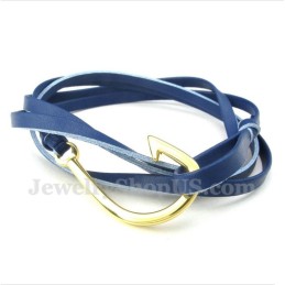 Bracciale In Titanio Con Ganci In Pelle Da Uomo