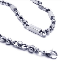 Collana Cubica In Titanio E Argento Da 21,9 Pollici