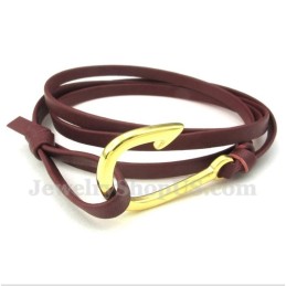 Bracciale In Titanio Con Ganci In Pelle Da Uomo
