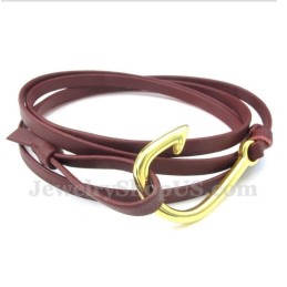 Bracciale In Titanio Con Ganci In Pelle Da Uomo