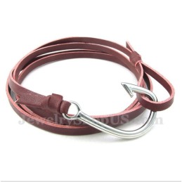 Bracciale In Titanio Con Ganci In Pelle Da Uomo
