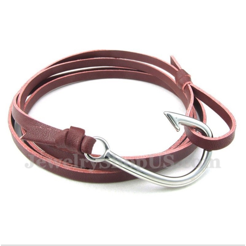 Bracciale In Titanio Con Ganci In Pelle Da Uomo Bracciale In Titanio Con Ganci In Pelle Da Uomo