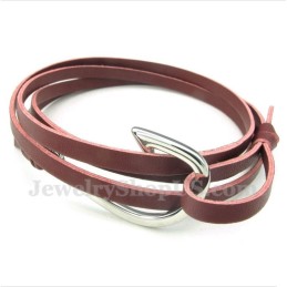 Bracciale In Titanio Con Ganci In Pelle Da Uomo
