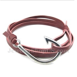 Bracciale In Titanio Con Ganci In Pelle Da Uomo