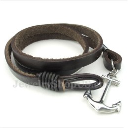 Bracciale Da Uomo In Titanio E Pelle Con Ancora