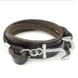 Bracciale Da Uomo In Titanio E Pelle Con Ancora