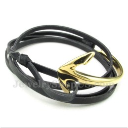 Bracciale Da Uomo In Titanio E Pelle Con Ancora