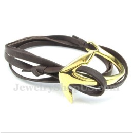 Bracciale Da Uomo In Titanio E Pelle Con Ancora