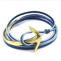 Bracciale Da Uomo In Titanio E Pelle Con Ancora