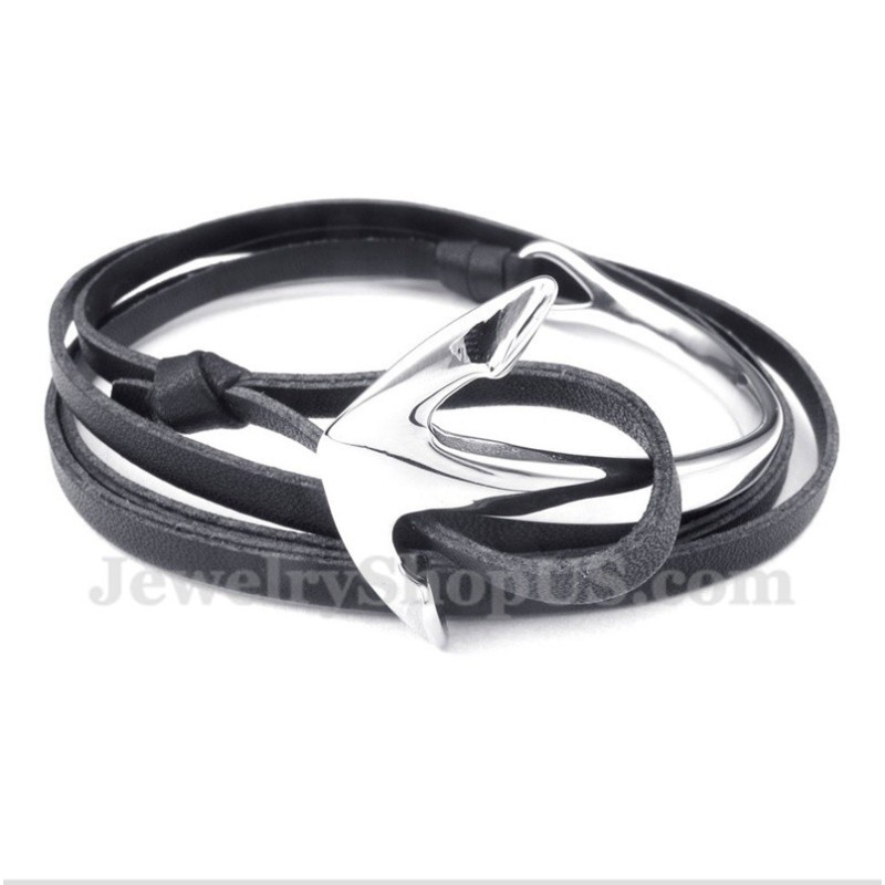 Bracciale Da Uomo In Titanio E Pelle Con Ancora Bracciale Da Uomo In Titanio E Pelle Con Ancora