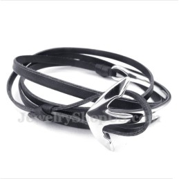 Bracciale Da Uomo In Titanio E Pelle Con Ancora