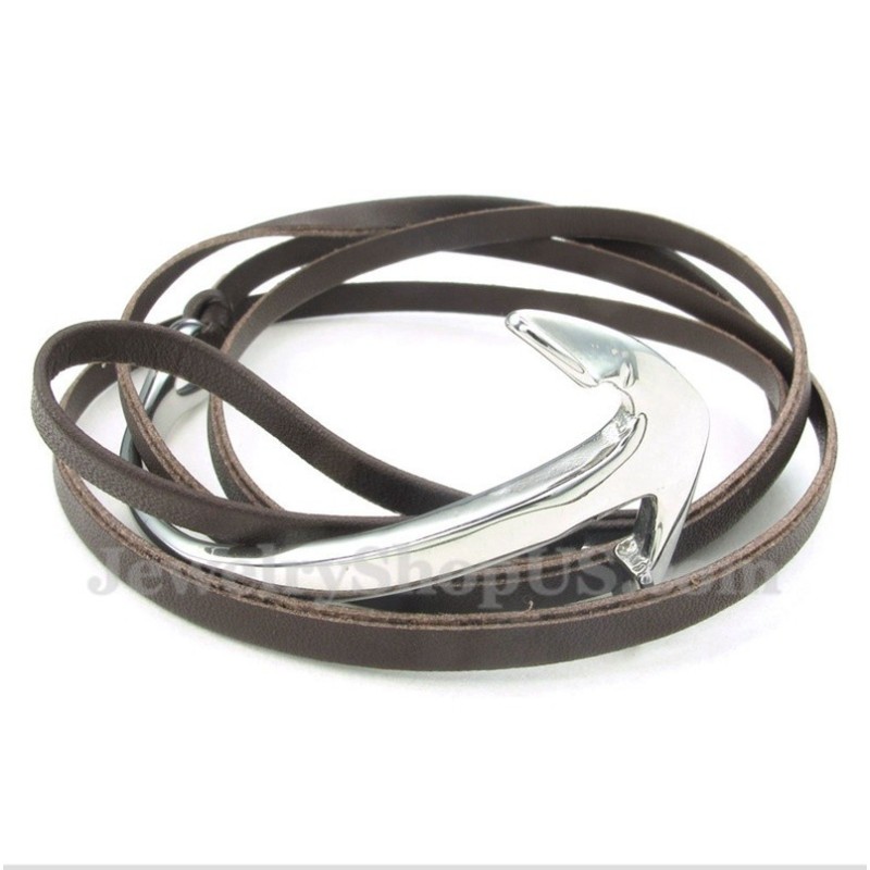 Bracciale Da Uomo In Titanio E Pelle Con Ancora Bracciale Da Uomo In Titanio E Pelle Con Ancora