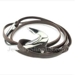 Bracciale Da Uomo In Titanio E Pelle Con Ancora