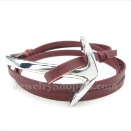 Bracciale Da Uomo In Titanio E Pelle Con Ancora