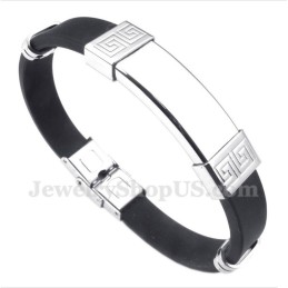 Bracciale Da Uomo In Titanio E Gomma Con Motivo A Meandro Greco