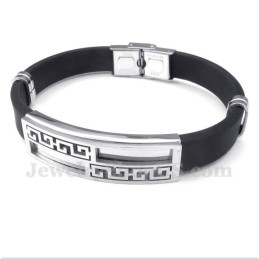 Bracciale Da Uomo In Titanio E Gomma Con Motivo A Meandro Greco