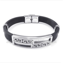 Bracciale Da Uomo In Titanio E Gomma Con Motivo A Meandro Greco