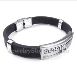 Bracciale Da Uomo In Titanio E Gomma Con Motivo A Meandro Greco